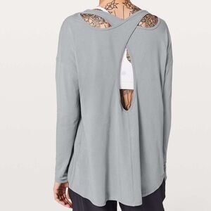 Lululemon Shirt Back Into It Gray Gris Long Sleeve Tee size 6
